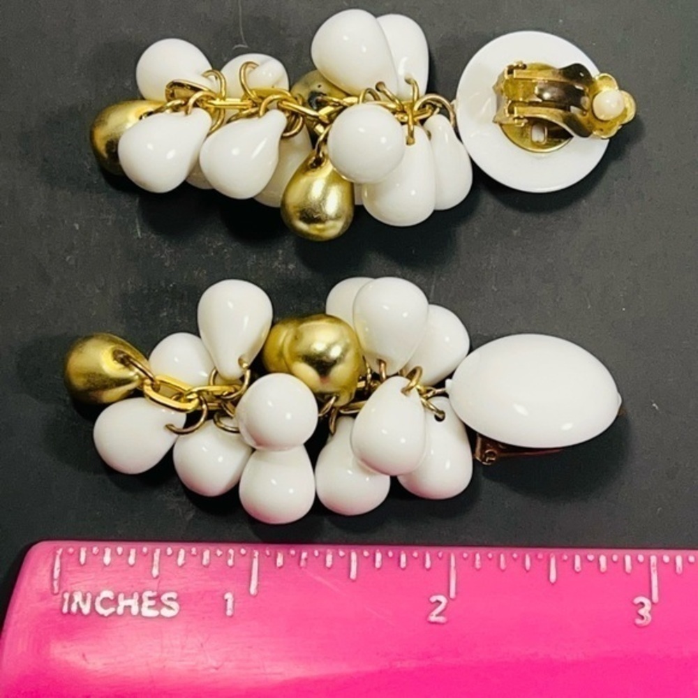 1980’s vintage SET OF 3 dangle drop clip on Earrings and matching necklace - Picture 3 of 7